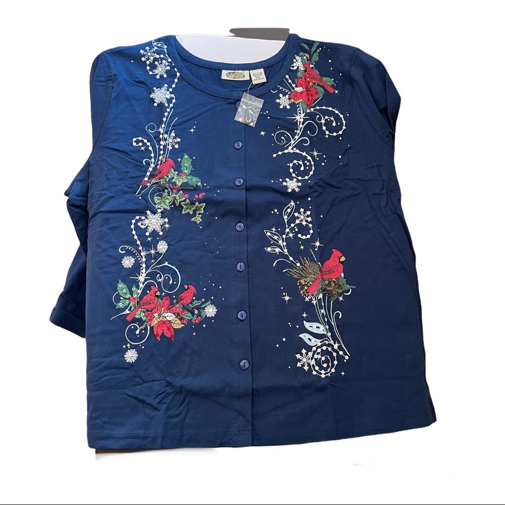 NWT Collections Etc Women’s Cardinal Cardigan - Navy - XXL